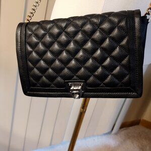 Rebecca Minkoff Black leather crossbody with chevron quilting